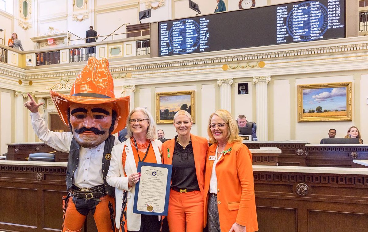 drshrum's tweet photo. Today the #CowboyFamily turned the Oklahoma State Capitol orange!

Students and alumni visited with elected officials, emphasizing the pivotal role #okstate has played in their lives and advocating for our land-grant mission. Thanks to everyone for joining us today! https://t.co/aey88mzGR3