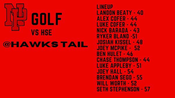 🐉 ⛳️ drops dual match to a talented ranked HSE team! 
Nate Benson of HSE with an impressive 32, -4 to earn 🥇 
Varsity score: 145 HSE - 171 NP
JV score: 160 HSE - 189 NP
<a href="/hsegolf/">Royals Boys Golf</a> <a href="/NPHSDragons/">New Palestine Dragons</a> <a href="/VoelzJames/">New Palestine High School</a>