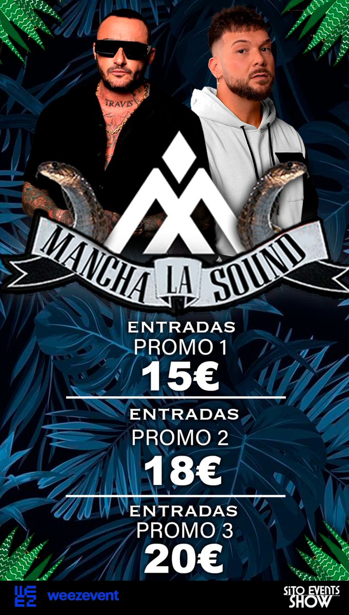 Lamanchasound's tweet photo. ENTRADAS PROMOCIÓNALES 1
15€ https://t.co/aoFkuE8oc8 https://t.co/vZockhAz7Q