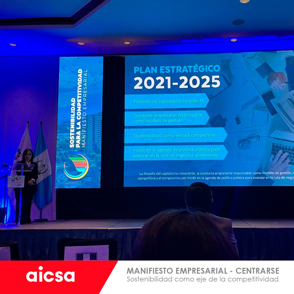 Hoy participamos en el manifiesto empresarial organizado por <a href="/CentraRSE/">CentraRSE</a> Durante el evento se presentaron  propuestas para incorporar la sostenibilidad en los planes de gobierno como elemento clave para la competitividad en Guatemala.
#Corporaciónaicsa  #aicsaRSE #Centrarse