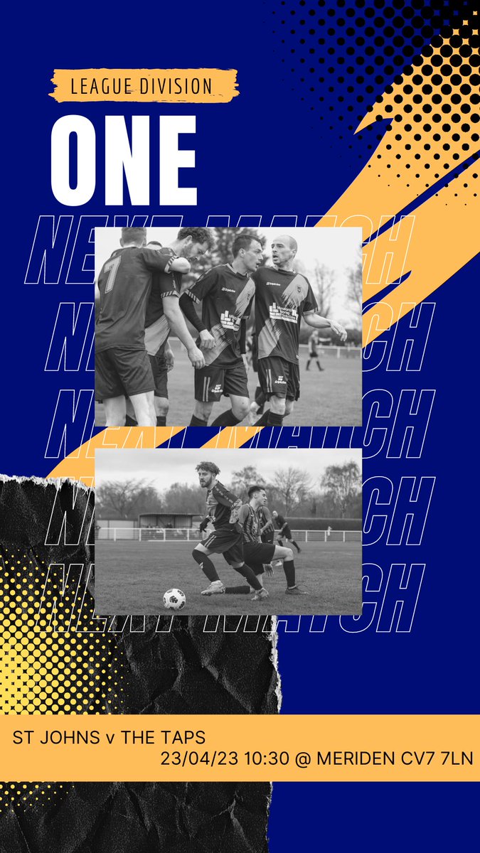 SolihullTapsFC's tweet photo. 🏆 League Division One
🆚 ST JOHNS
📅 23rd April
⏰ 10:30 Kick Off
🏟️ Meridan CV7 7LN

🍻🍺 #UpTheTaps 🍺🍻

@Oak_Coro_League @BirminghamFA https://t.co/Y5c3Hf0FmC