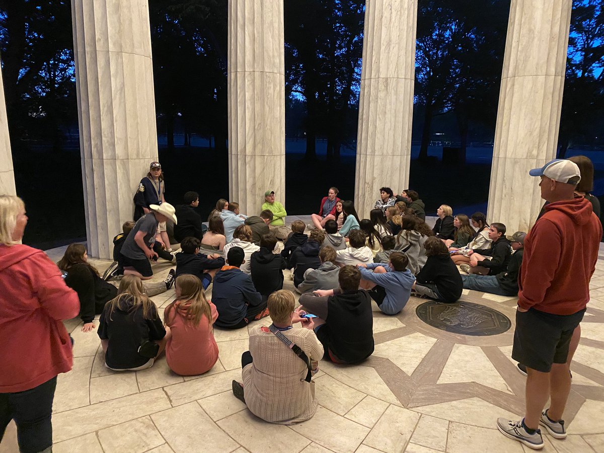 SMSWoods's tweet photo. Having an amazing time in DC with our awesome 8th graders. This is the scariest part of the trip being responsible for over 50 students through all the memorials at dark 😬 But the views are amazing. Great time! https://t.co/H7NSXv8U7l
