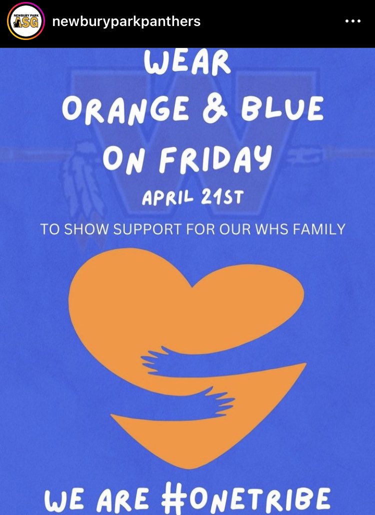 BSinutko's tweet photo. This should be city wide #weareonetribe #NPHS #Newburypark #ThousandOaks #Westlake #Conejovalley https://t.co/v5jR9sGlA7