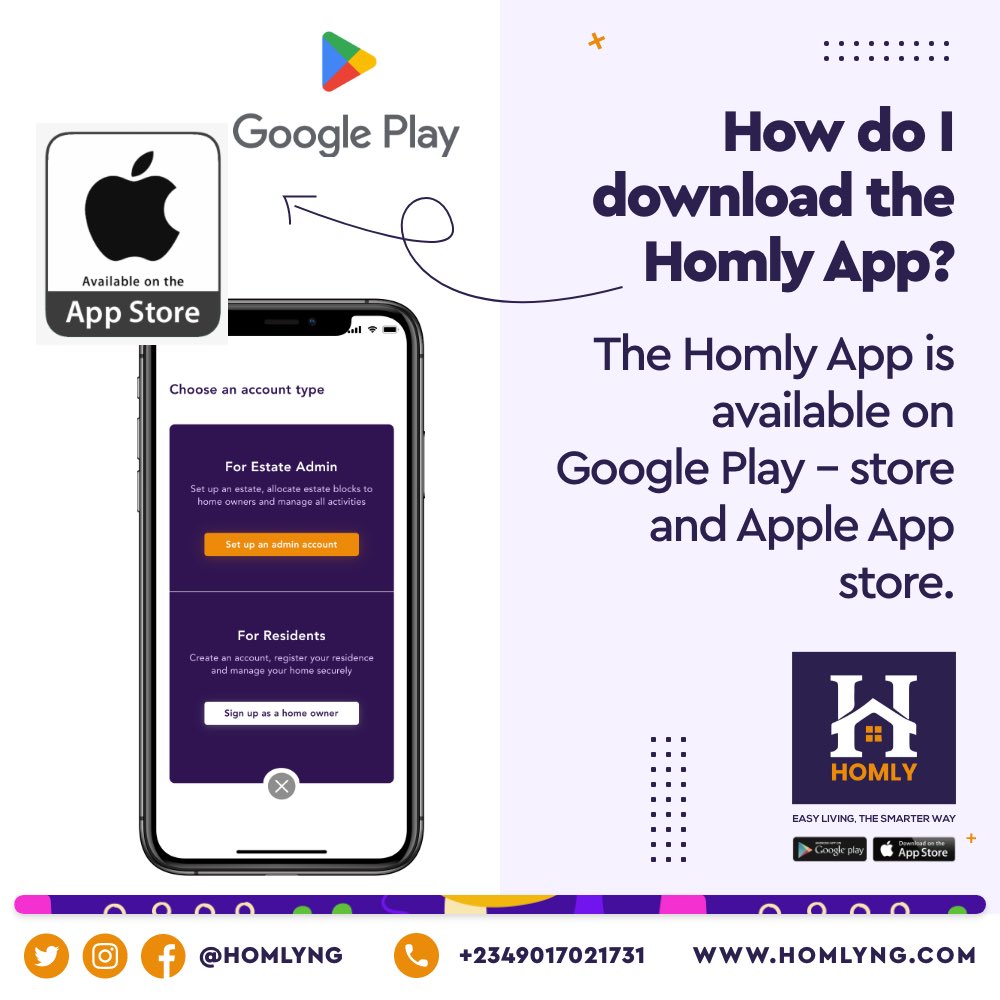 Managing your time just got easier! Our app is now available on both App Store and Play Store. 

Download now and take control of your property. 

Use Homly 🏠

#homly #faq #estate #estatemanagement #homlyapp #explore #facilitymanagement #facilitymaintenance #security