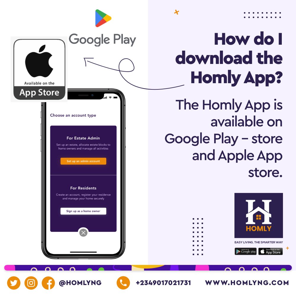 homlyng's tweet photo. Managing your time just got easier! Our app is now available on both App Store and Play Store. 

Download now and take control of your property. 

Use Homly 🏠

#homly #faq #estate #estatemanagement #homlyapp #explore #facilitymanagement #facilitymaintenance #security https://t.co/Q8WSfrMyip
