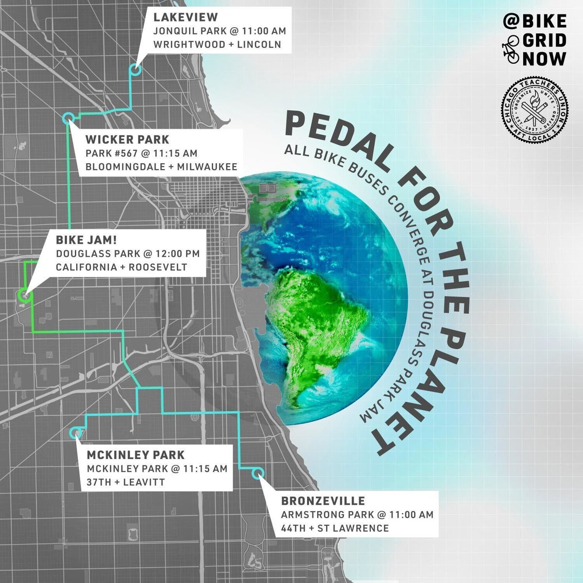 bikegridnow's tweet photo. See you on the Bike Bus this Saturday as we roll to our Douglass Park Bike Jam! We're rolling with @CTULocal1 as we fight for our public park, Green Schools, and safe streets infrastructure. Together we will build a better Chicago for all! 

RSVP: https://t.co/y6QBRGcYkG https://t.co/g1NlNWwTQ0