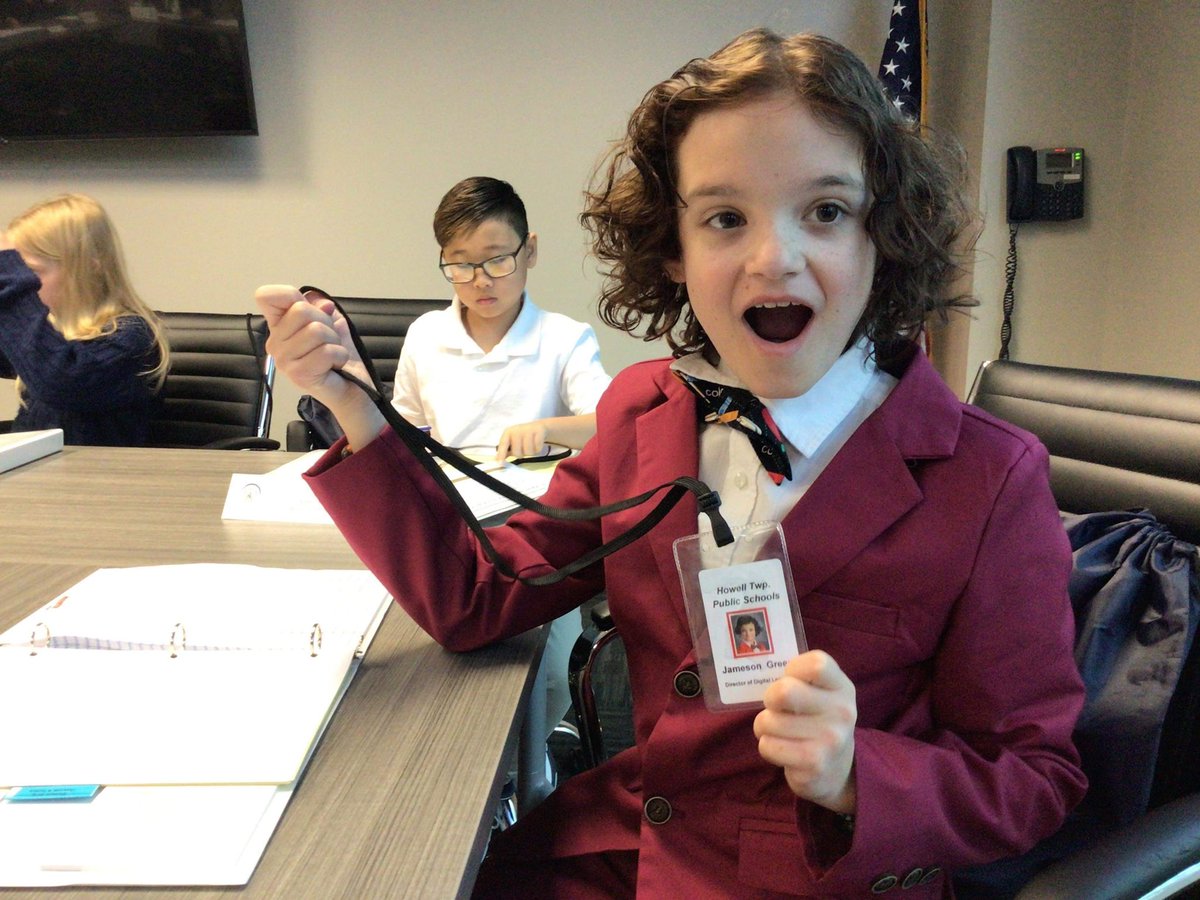 ReneeG117's tweet photo. I can’t thank the @HowellTwpK8 BOE enough for such an amazing experience with the student BOE day! J had the most amazing time! Also thanks to @ClaireEngleTech for showing him the ropes of being the Director of Digital Learning. You are so kind &amp; educational! @HowellTwpAldrch https://t.co/dzJfZsp2YS