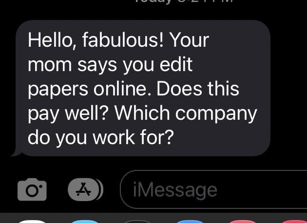 punchy_kicky's tweet photo. So years ago I told my mom that I edit papers online which I thought was pretty obviously a lie, because it’s not like I’m subtle- but anyway does anyone actually know anything about this please help lmao https://t.co/LutWPwlGbm