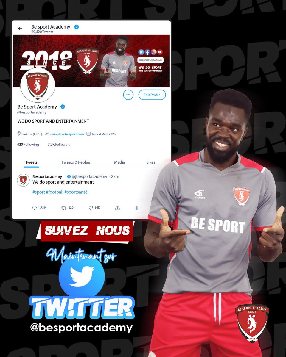 complexebesport's tweet photo. 📣 Bonne nouvelle 
@Besportacademy  est désormais sur Twitter ! 🎉

Rejoignez dès maintenant en vous abonnant pour ne rien manquer de leurs actualités en temps réel. 🏃‍♀️💨
 🤗
Ensemble, restons focus sur nos objectifs sportifs et atteignons nos meilleurs résultats ! 🏆 #Follow #Rt https://t.co/iBISzXaSH2