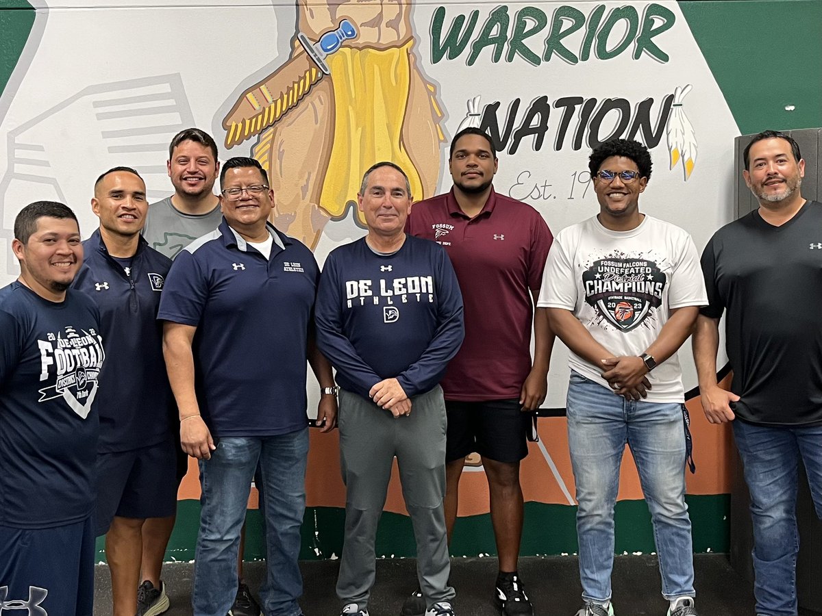 A huge shout out to our MS football coaches! Thank you for all that you do for Warrior Nation! 🏈 #SpringBallMeeting #WarriorFamily @Warrior_Pride21 @fossumfalconms1 @deleon046 @rowe_football