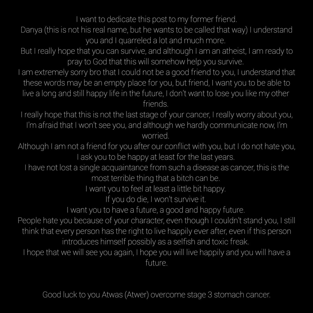 yarle_gfx's tweet photo. Hang in there buddy, I'm really worried about you. 
I'm really sorry that I couldn't be a good friend to you...

Good luck Atwas, good luck... https://t.co/VWFCjclSlw