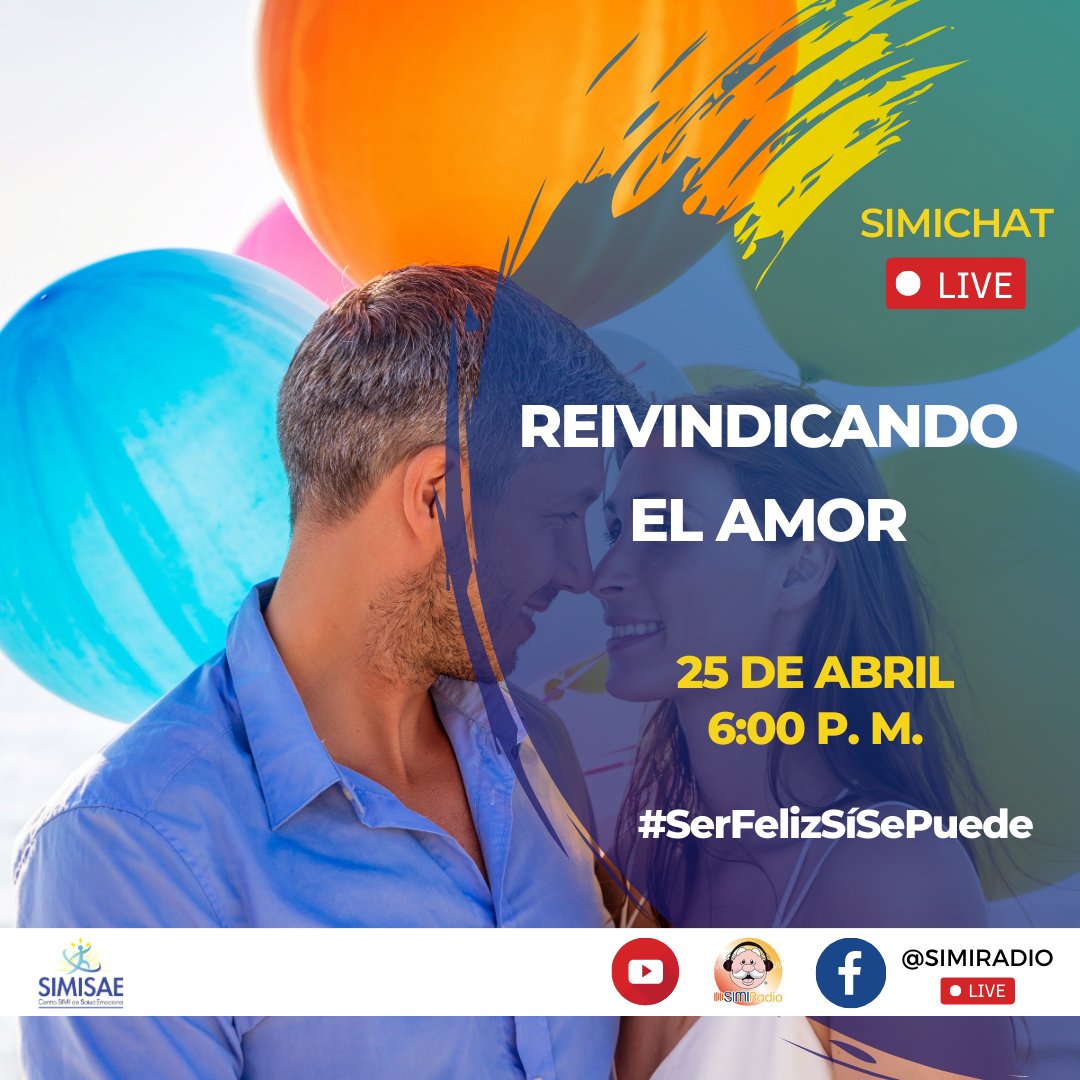 simisaemx's tweet photo. El amor no siempre es como lo pintan en las películas. ¡Reivindiquemos el amor real y aprendamos a amar con respeto, libertad y empatía! ❤👫 Te esperamos con este tema hoy en nuestro #Simichat a las 6:00 p. m., por @SimiRadio.
#SerFelizSíSePuede #SIMISAE #Pareja #AmorSano https://t.co/ouXBHDo2mU