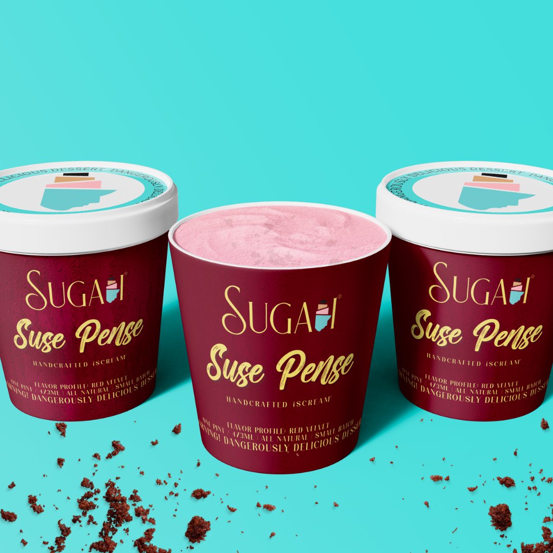 Sugabime's tweet photo. Ice cream so good, it's sus. Like #amongus level sus. That's why is only available until Sunday! #sugabime  #icecream  #desserts  #smallbatch  #georgia  #luxurybakery #bakery #fudge #cheeseballs #vegan #redvelveticecream https://t.co/yiW8I5HV6g