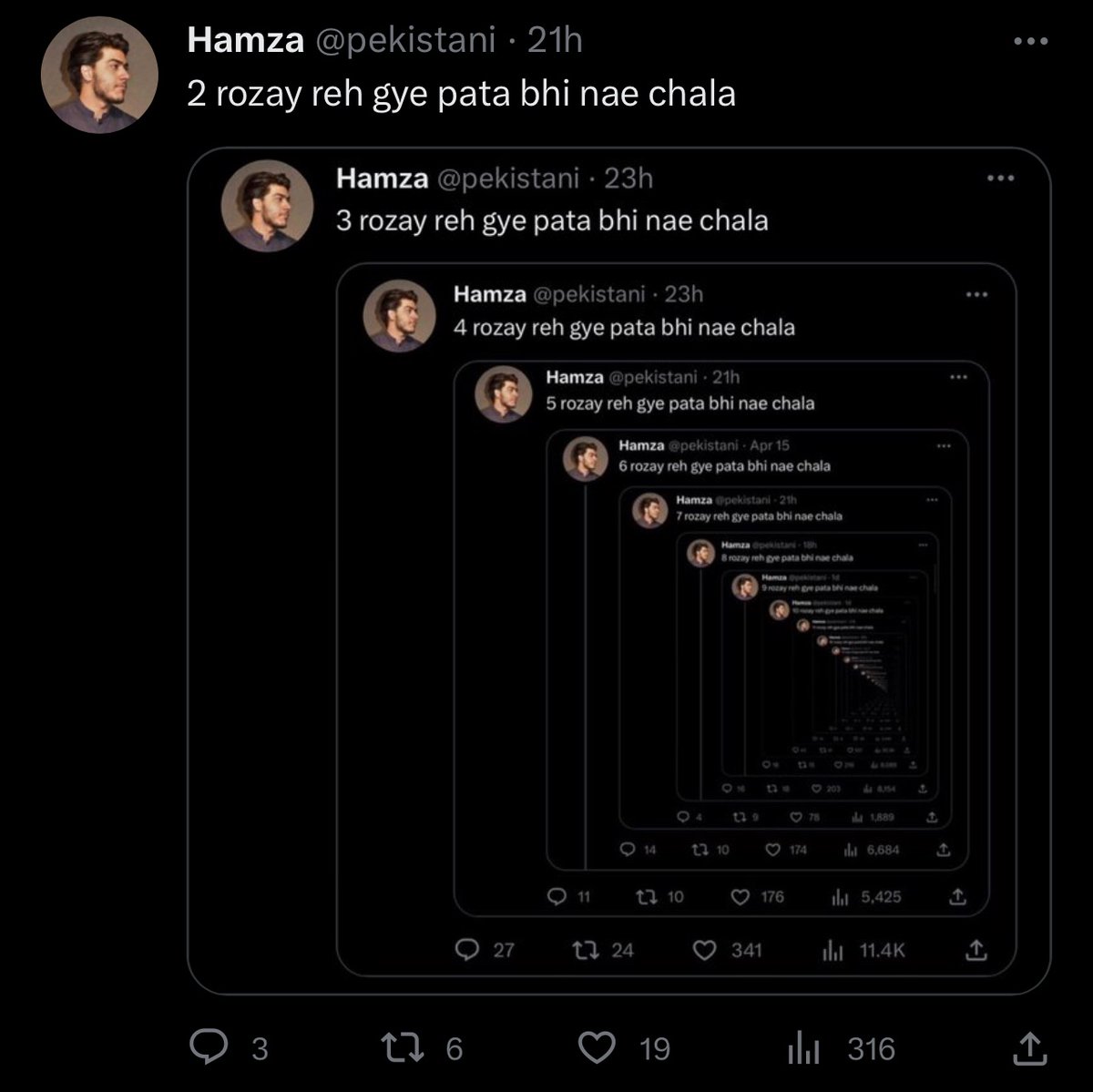 pamkistani's tweet photo. 1 roza reh gya pata bhi nae chala https://t.co/DBBeMZrTfn