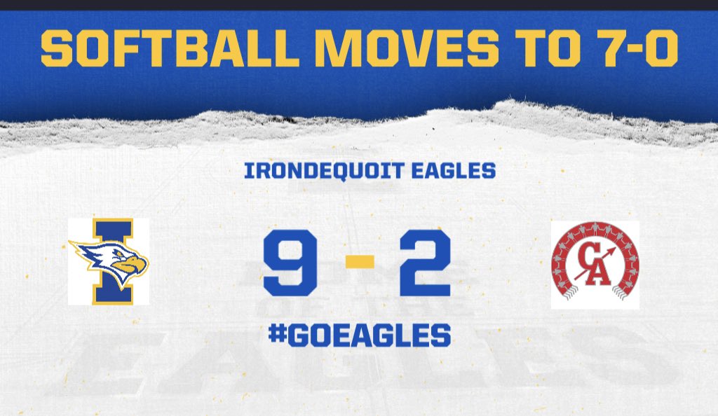 🥎 Cayden Catalina (SB) &amp; Laney Flynn each had 2 hits &amp; 2 RBI and Emma Rovet also had 2 hits (2B) as IHS stayed unbeaten.

Marlayna Cartagena scattered 5 hits &amp; whiffed 12 to pick up another win. 

The Eagles host Mercy tomorrow at 4:30.
