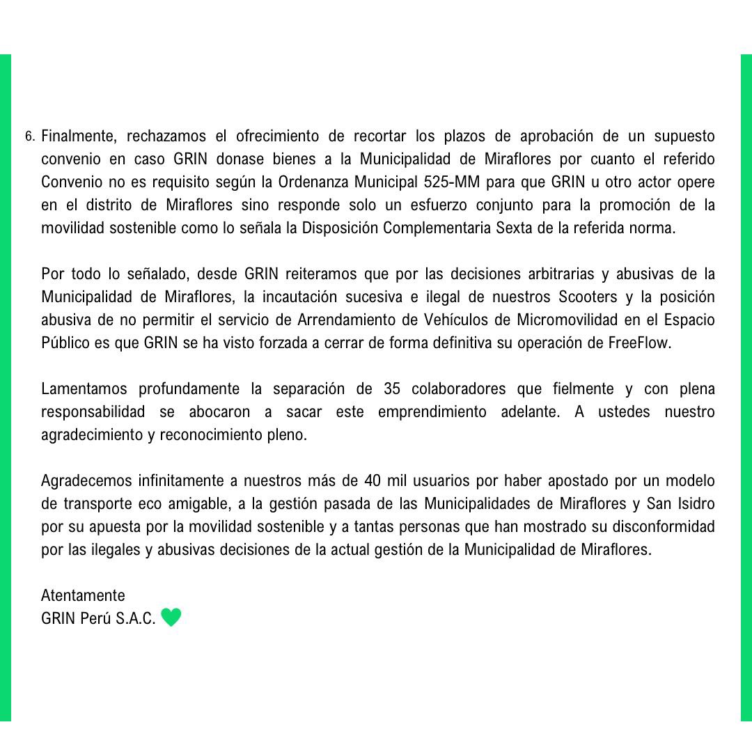 Gringoifeo's tweet image. COMUNICADO DE CIERRE DE OPS DE GRIN: Esto es totalmente responsabilidad de la @MuniMiraflores
