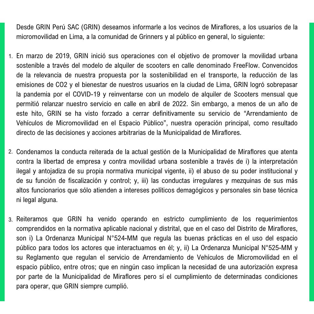 Gringoifeo's tweet image. COMUNICADO DE CIERRE DE OPS DE GRIN: Esto es totalmente responsabilidad de la @MuniMiraflores