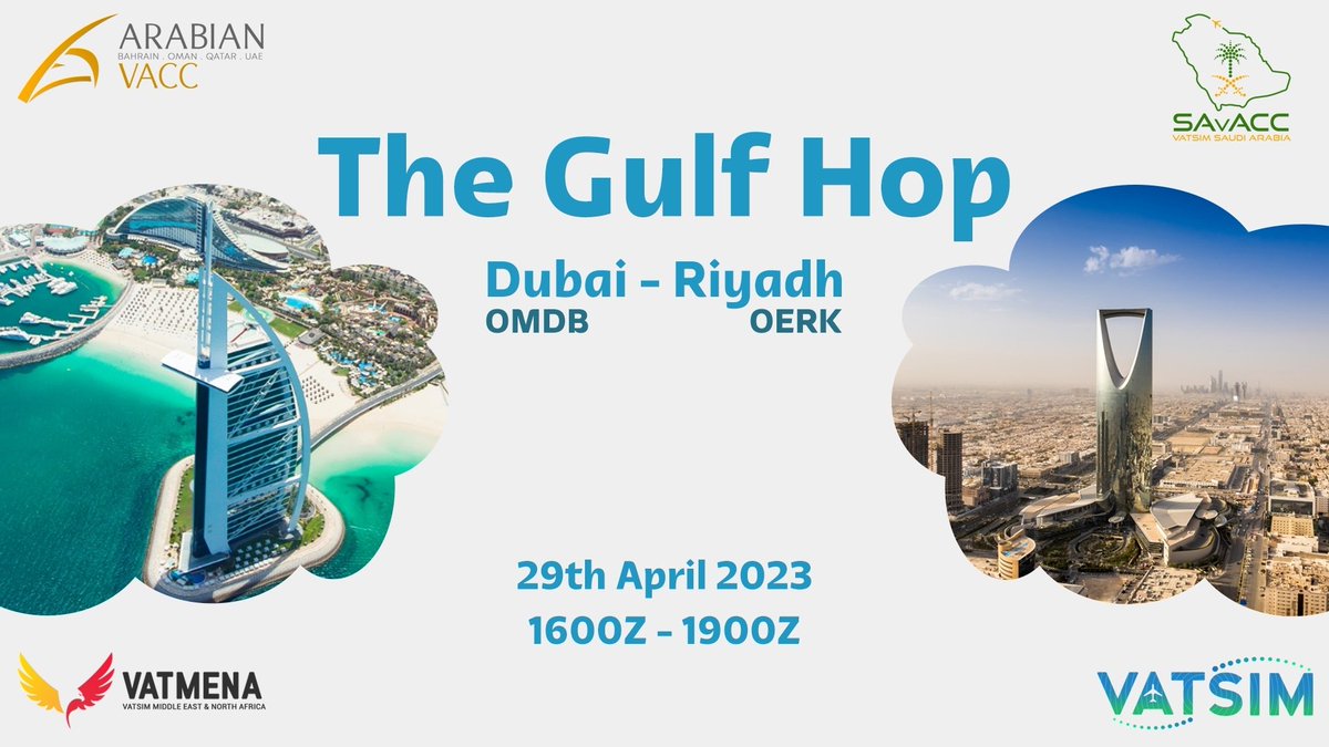 Join us on the 29th of April 2023 for an exciting journey from Dubai (OMDB) to Riyadh (OERK) or vice-versa, departing at 16z and arriving at 19z.

This event promises to be a memorable one, as Ahmad Ayoub will be covering the Saudi airspace while taking his C1 CPT. Don't miss it!