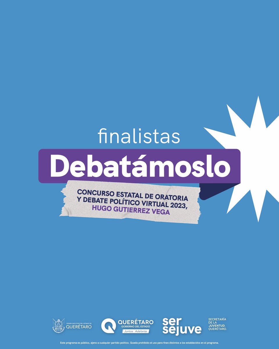 SejuveQro's tweet photo. 🥁🥁🥁 Con ustedes, las y los finalistas de #Debatámoslo2023. 🥳🥳🥳

Después de una intensa ronda de debate, tenemos el honor de presentarles a lxs 3 mejores participantes de cada categoría. ¡Éxito para todxs! 🤝✨ https://t.co/aASI1klsoG