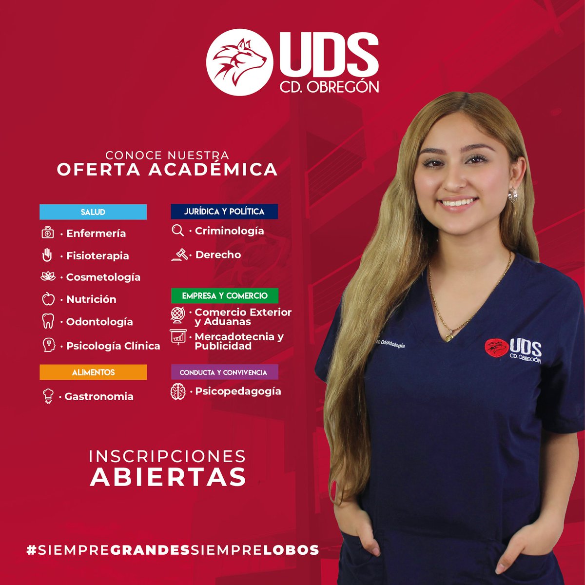 UDSOBREGON's tweet photo. Futuro lobo, tenemos la licenciatura ideal para ti 📷

📷 Aprovecha tu primera INSCRIPCIÓN GRATIS, abonando $500 a tu primera mensualidad.📷

+INFO. de licenciaturas:
📷 WhatsApp https://t.co/6e69HHp6NH
tel. (644)415 5100 Ext. 106-107-108 

#siempregrandes #siemprelobos https://t.co/wpo9v3od5T