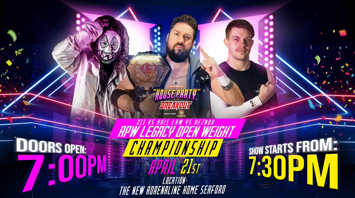AdrenalinePW's tweet photo. FOUR BIG CONFIRMED MATCHES!!!
Tomorrow night at #APWHouseParty π₯³π₯³π₯³
- #JaysonKrash v @ThatValiantKid
- @JoshRedfield95 v @the_SC_Valido
- @jordansamson95 v @NatashaV_PW
- #KrisLaw v #LukeReznor v @Inmate00211
π£ 5/37 Brunel Road, Seaford
π Limited at the door tomorrow https://t.co/z5uARCVdnm