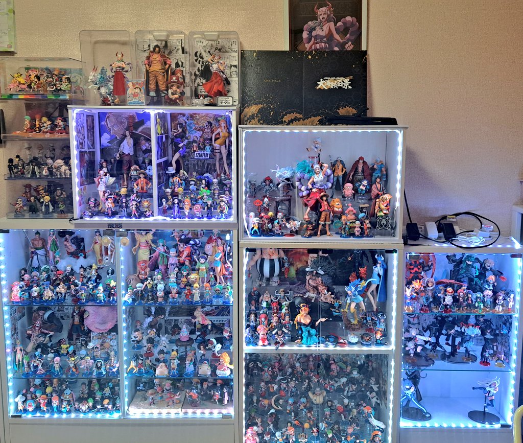 torafalgerD's tweet photo. 久しぶりにフィギュアケースを掃除した😀
ガラス拭きとほこり取りをしたけど、
結構ほこりってたまるんやな😅

というわけで現状のフィギュアコーナーを載せとく
鬼ヶ島編ワーコレ終わったら厳選してまたディスプレイし直そうかな

ジオラマとかもまたやっていきたいなー https://t.co/mXdJfOqWkr