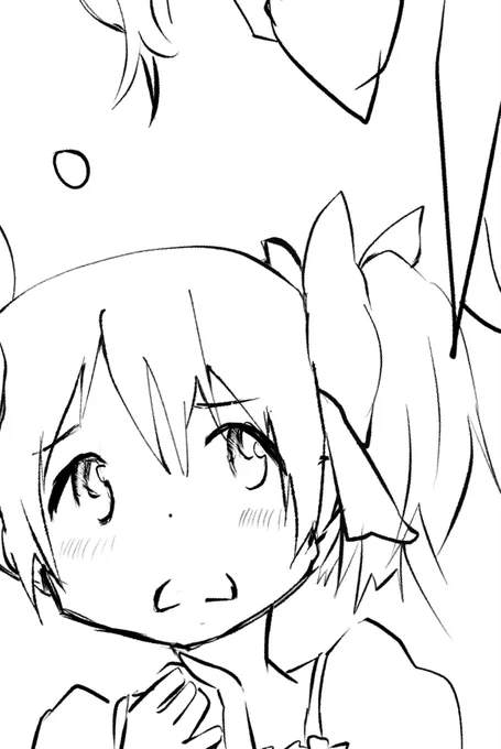 まどかとほむらちゃん描いてます 