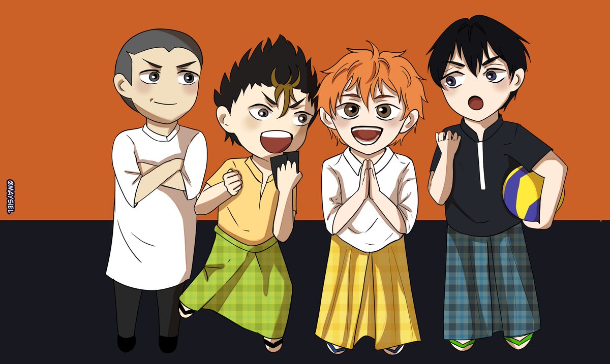 Urneybes's tweet photo. Haikyuu eid al fitr fanart ✨
.
Beres sholat ied langsung pada ke lapangan volly buat maap-maapan https://t.co/nO2JSaergg
