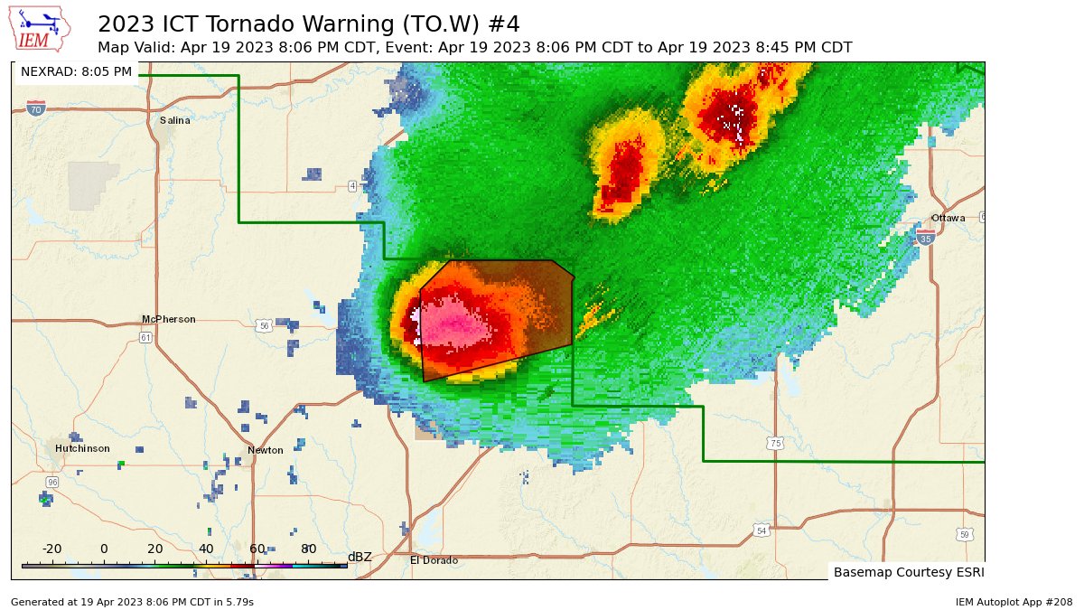 Kansas StormTrackers on Twitter "ICT issues Tornado Warning [tornado