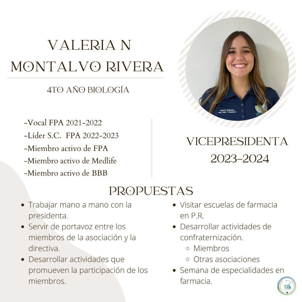 FPA_RUM_CHAPTER's tweet photo. Saludos Pharmily💊

¡Con mucha emoción le presentamos a los candidatos a la próxima directiva de FPA RUM!🤩

Continuamos con la candidata a vicepresidenta💚 https://t.co/MCVR5rlVhK