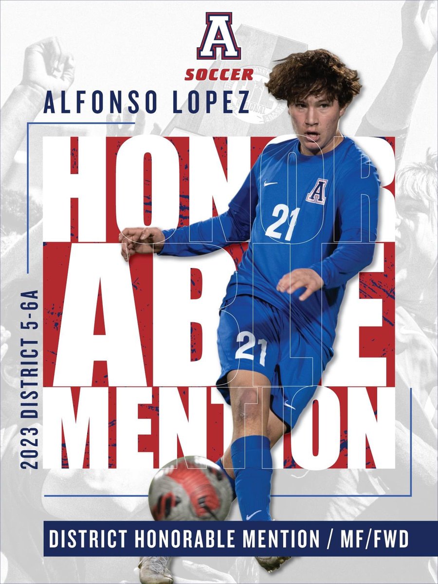 AHS_B_Soccer's tweet photo. CONGRATS TO ALLEN EAGLE JUNIOR ALFONSO LOPEZ!!!!

2023 DISTRICT 5-6A HONORABLE MENTION-MF/FWD!

#AUP https://t.co/nZQjxIoIdC