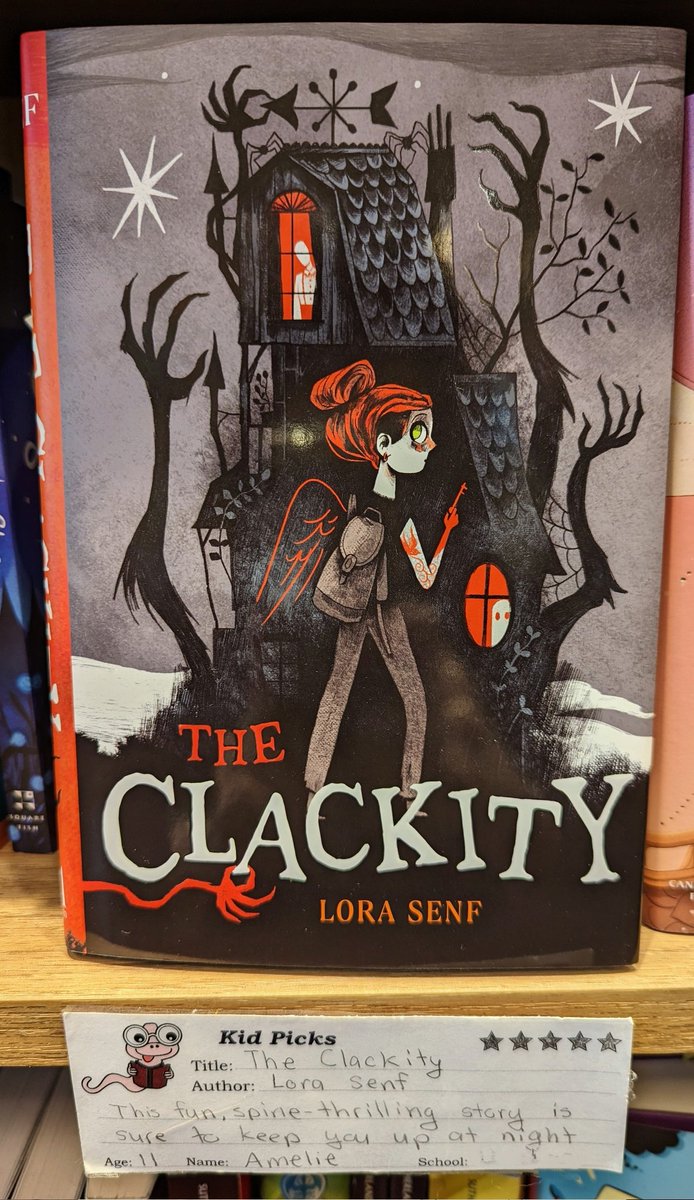 Lora Senf (@lora013) on Twitter photo Left a signed copy of Clackity at <a href="/WishingTreeBook/">Wishing Tree Books</a> tonight and they'll have more stock soon.
According to Amelie (age 11), "This fun, spine-thrilling story is sure to keep you up at night." 🖤 Left a signed copy of Clackity at <a href="/WishingTreeBook/">Wishing Tree Books</a> tonight and they'll have more stock soon.
According to Amelie (age 11), "This fun, spine-thrilling story is sure to keep you up at night." 🖤