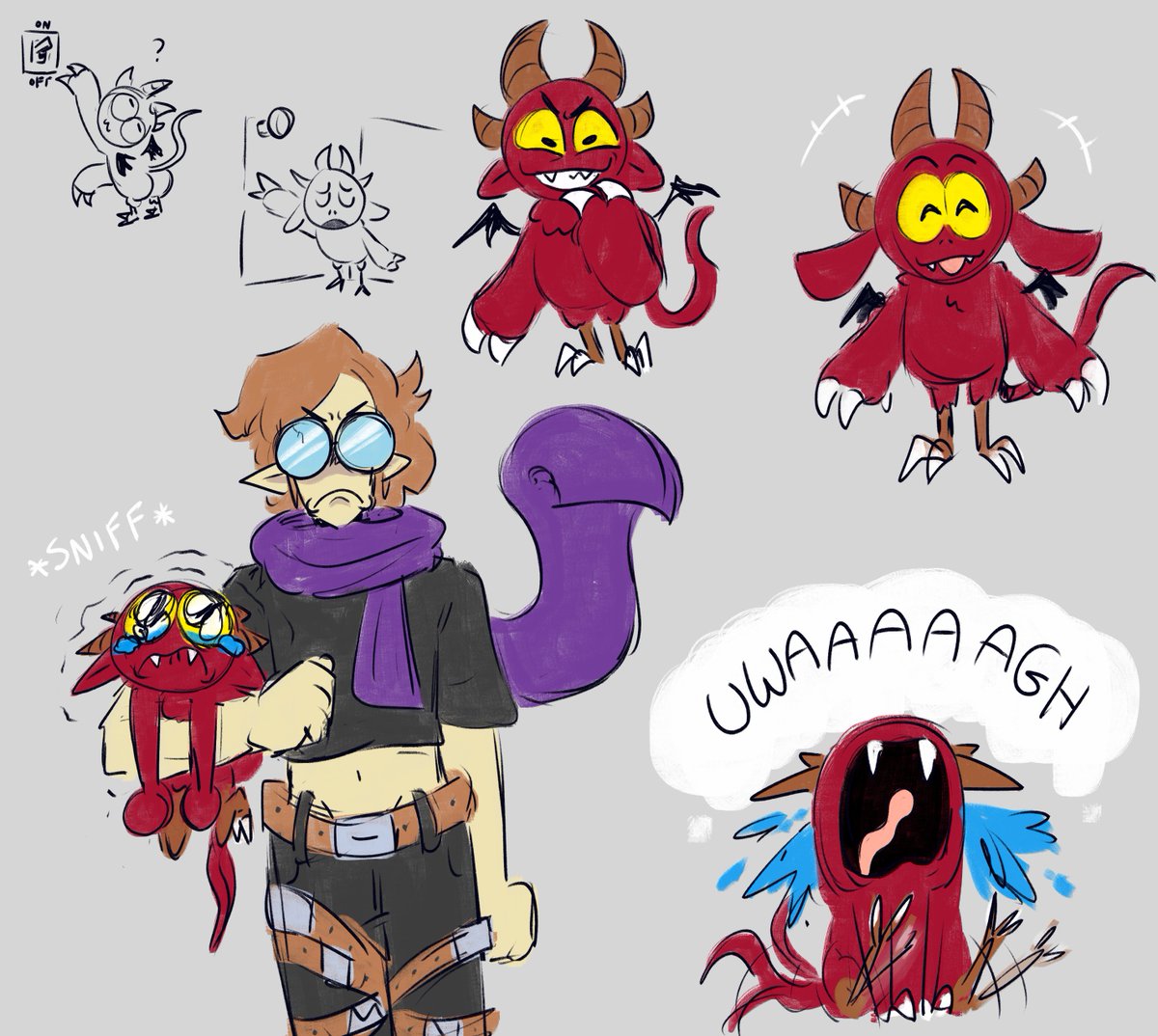 MothedMan's tweet photo. Can't stop thinking about this funny little creacher, plus a bonus Albert Tensai! I love them so much!

(Gibbons: Design by @theniftytable and VA @Pea_txt )
(Albert: @meeksnpoke and Justyn)

 #SparkleOnRaven https://t.co/QA9asVy0WQ