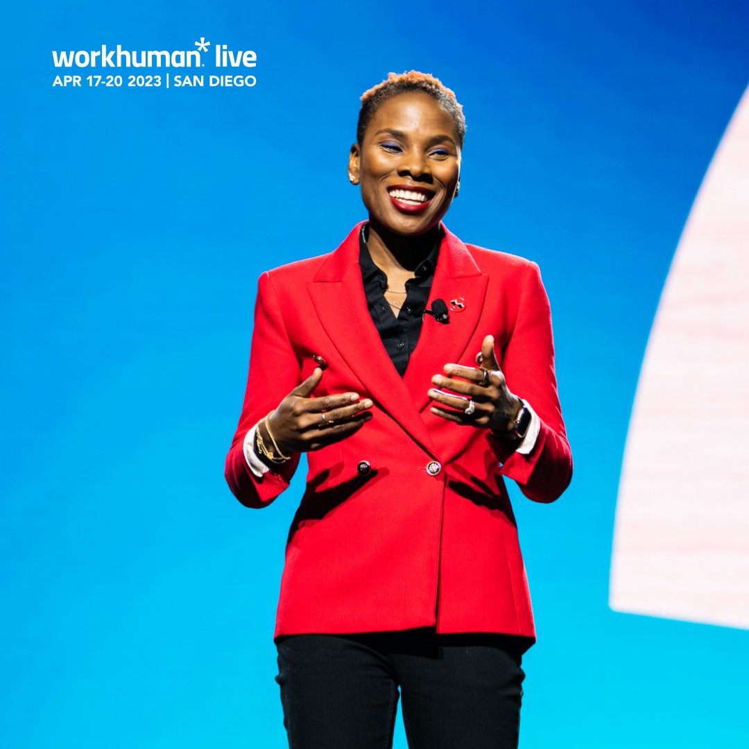 Workhuman's tweet photo. [1/5] During her #WHLive2023’s keynote, @Luvvie reinforced one simple (yet powerful) key message: get comfortable with being uncomfortable. 

Here’s how she navigates life’s biggest challenges as a professional troublemaker... https://t.co/gf1eWfRxzk