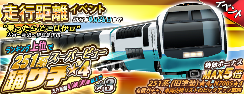 走行距離イベント開催😃☀️ 🏆ランキング景品🏆 251系スーパービュー