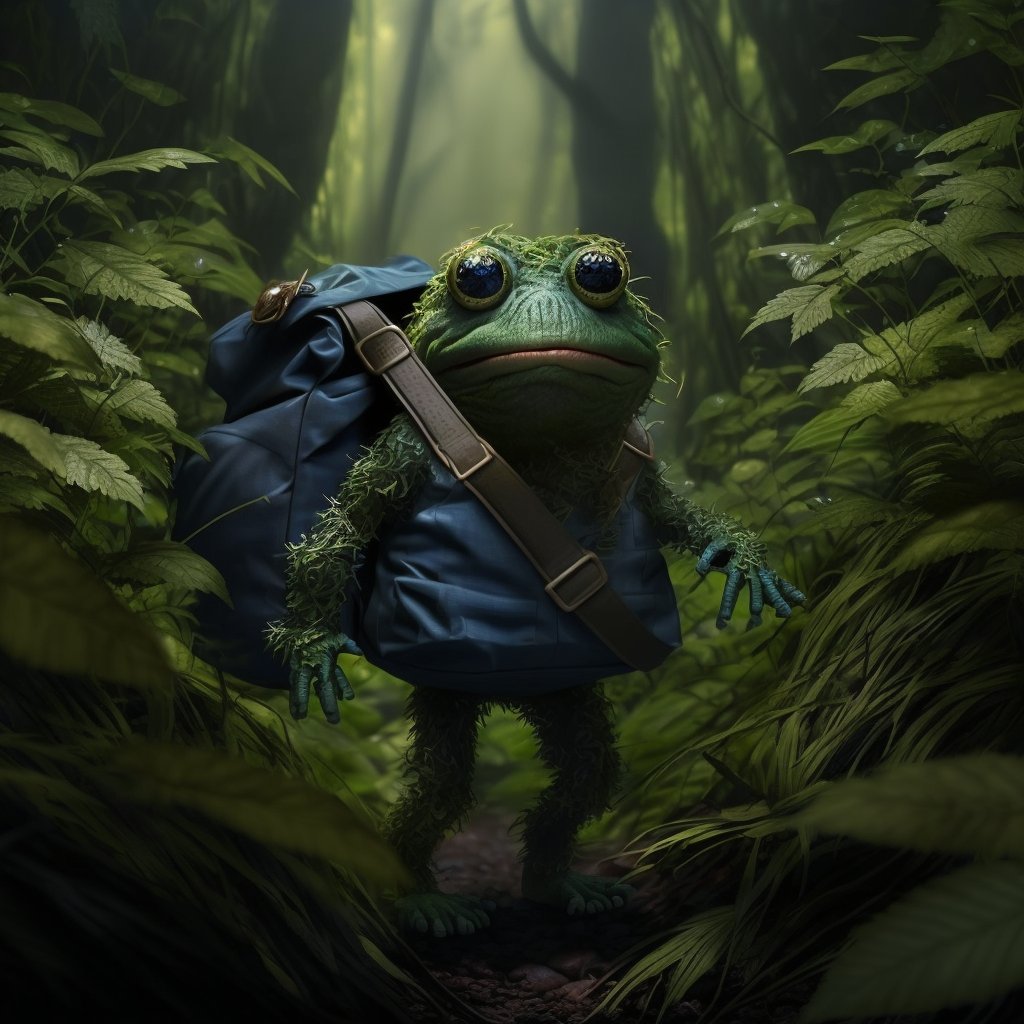 DustinStockton's tweet photo. $PEPE + 4/20 = extremely heavy bags. 

Look at the poor guy, the bags so heavy he can barely carry it through the ganja forest. https://t.co/TJZMQlFLbn