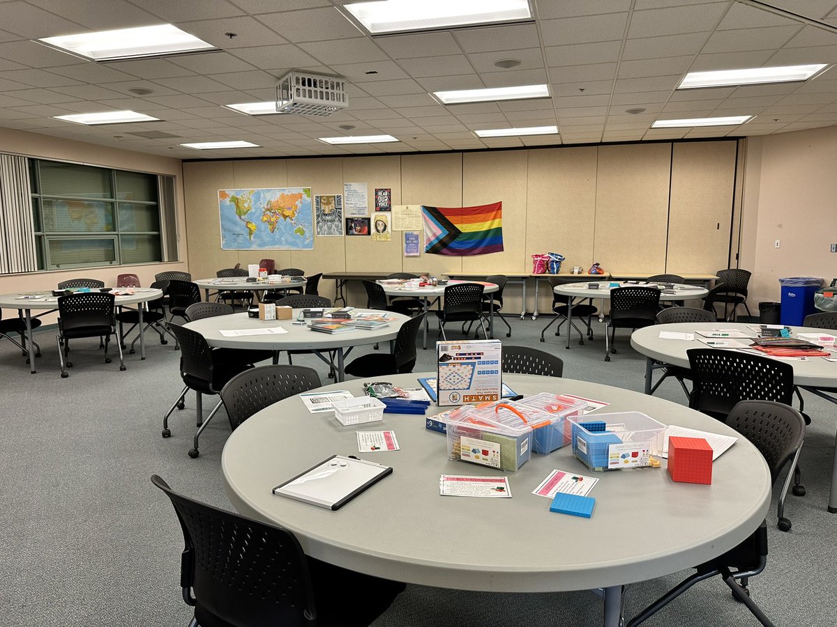 mrsyasmann's tweet photo. Setting up for our intermediate math resource fair today! #math #teacher #education #sd42 https://t.co/w7CctmUGhh