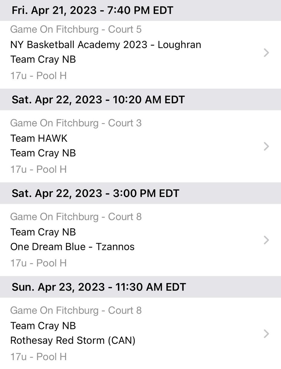Schedule for this weekend in Fitchburg Massachusetts! @TeamCrayHuskies