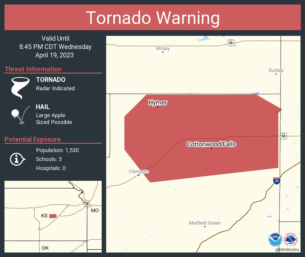 NWS Tornado on Twitter "Tornado Warning continues for Cottonwood Falls