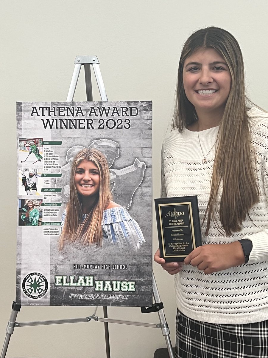 Ellah Hause has been named Hill-Murray’s 2023 Athena Award recipient!! Congrats Ellah on all your hard work and dedication. 💚🤍🖤