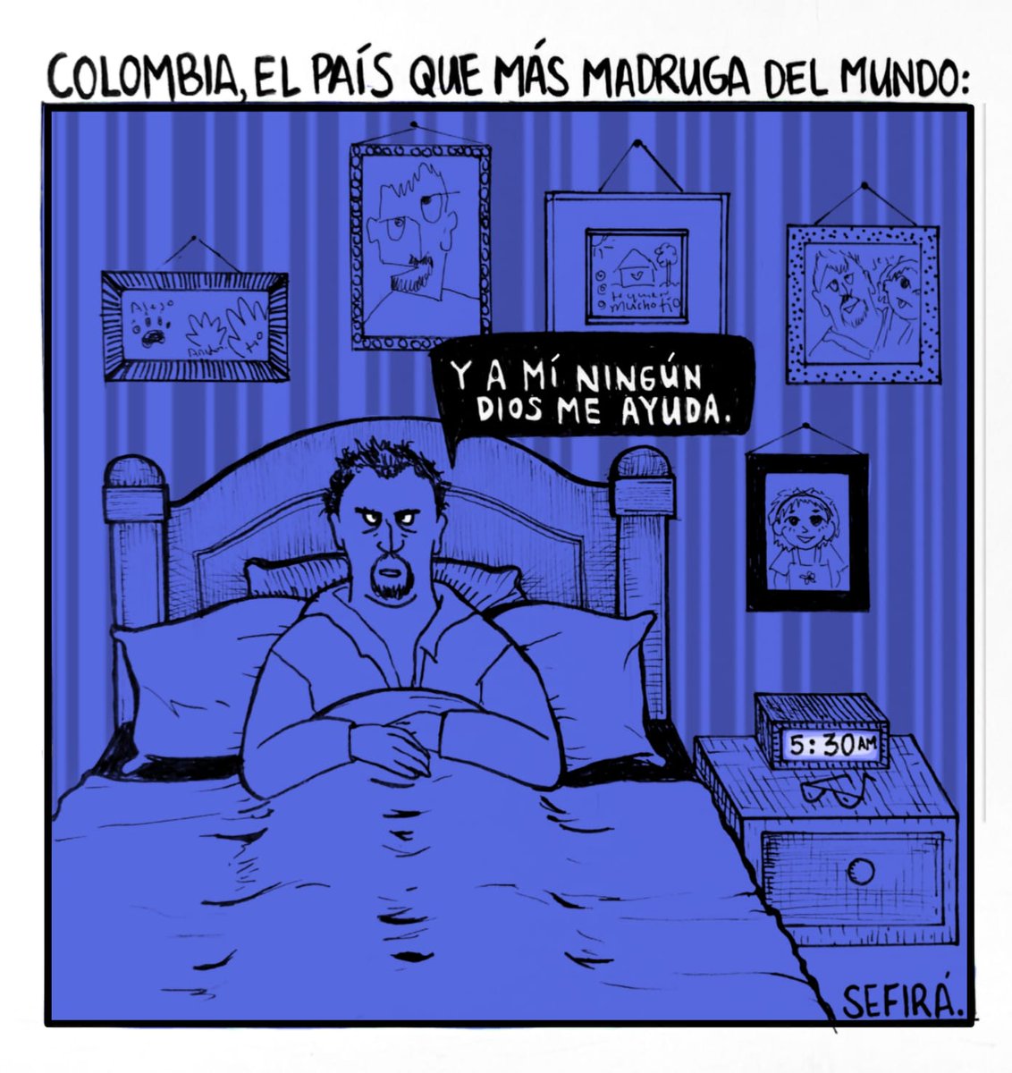 Sefiramc's tweet photo. Tanto madrugar para morirse uno.

#TíoJairo #Sefira #originalcharacter #ilustracion #ilustration #comic #caricatura #historieta https://t.co/sLC5WeQphY
