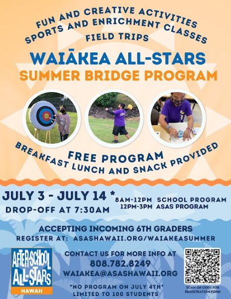 Summer Bridge 23-24 - This FREE two week-long program is built to help incoming 6th grade students transition from elementary to middle school. edne.tw/n847310