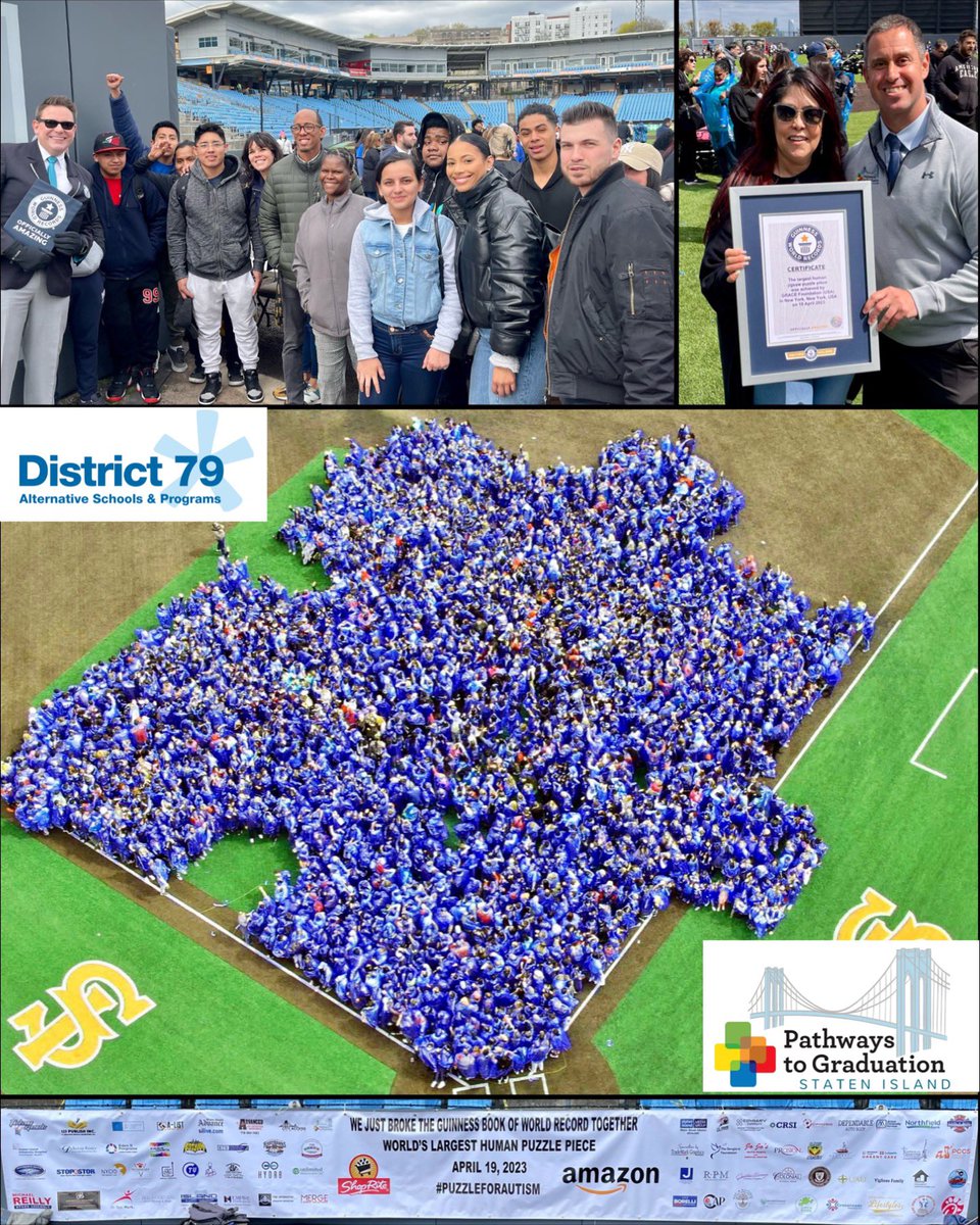 What a great day celebrating our students with autism at <a href="/P2G_SI/">Pathways to Graduation-SI</a>!

Working together with our local community, we joined the Guinness World Records (<a href="/GWR/">Guinness World Records</a>) for the largest human puzzle piece! #ItTakesAVillage #HSEandBeyond

silive.com/news/2023/04/g…
