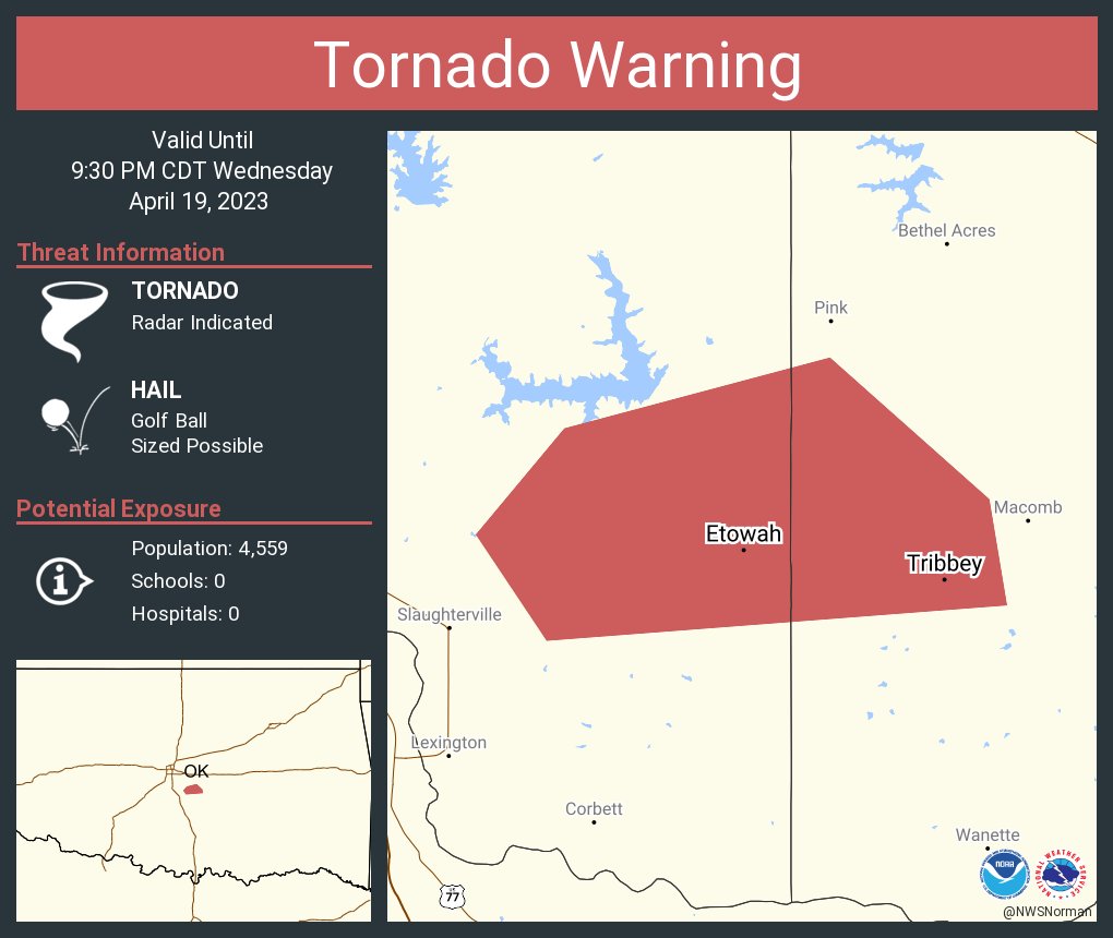 NWS Tornado on Twitter "Tornado Warning including Tribbey OK and