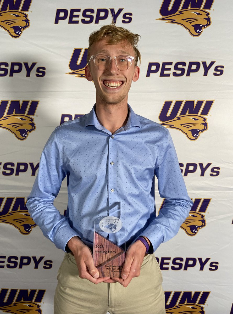 Northern Iowa SAAC (@panthersrising) on Twitter photo Not all heroes wear capes and fly. Some wear spikes and run a lot ๐ Congrats to this year's winner of the Unsung Hero Award, <a href="/holesinger13/">David Holesinger II</a> Now, que Soulja Boy. <a href="/UNITrackFieldXC/">UNI T&F/XC</a>
#PESPYs2023 #EverLoyal Not all heroes wear capes and fly. Some wear spikes and run a lot ๐ Congrats to this year's winner of the Unsung Hero Award, <a href="/holesinger13/">David Holesinger II</a> Now, que Soulja Boy. <a href="/UNITrackFieldXC/">UNI T&F/XC</a>
#PESPYs2023 #EverLoyal