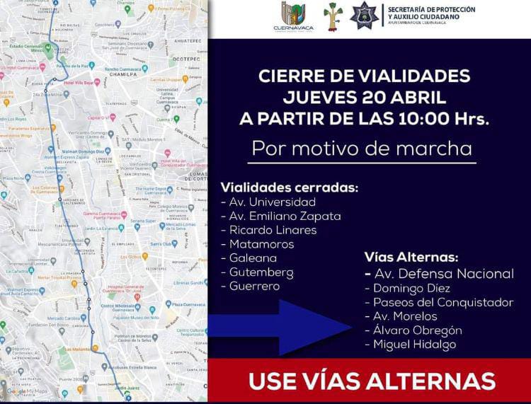 elicuevas17's tweet photo. Se anuncia el cierre de vialidades para el jueves 20 de abril en #Cuernavaca para exigir justicia por los tres jóvenes que fueron asesinados en #Hutizilac https://t.co/EeazEQtaDL