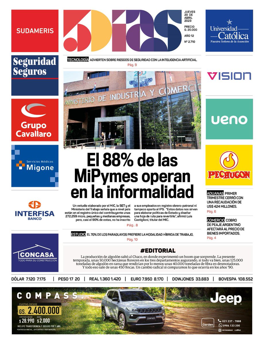 esampras's tweet photo. Portadas principales de @5diasPY #5díasX y @elindepy 20.04.2023 https://t.co/8nhW3XXECQ
