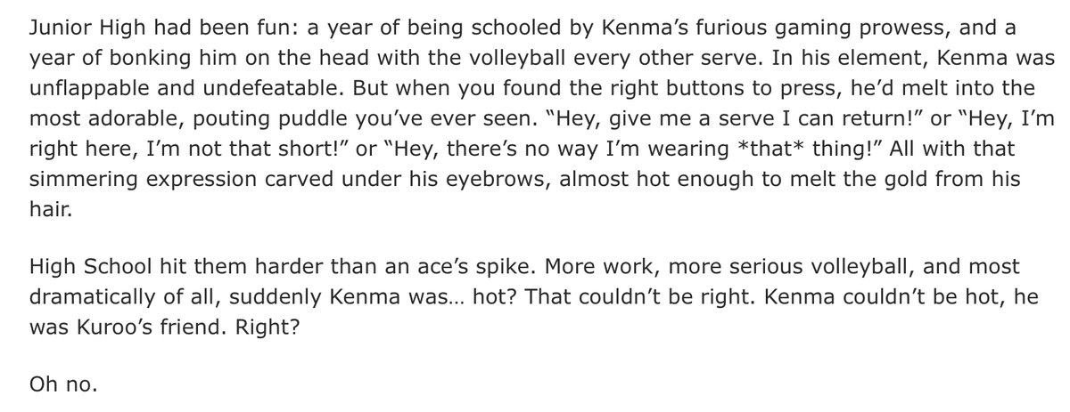 KalloWrites's tweet photo. new #kurooken fic! locker room antics aplenty as kuroo realises he might have more feelings that just a normal friendship... can the scheming captain work his way out of this one? or will his heart win out? https://t.co/PplinljCfr #Haikyuu #HQ #fanfiction https://t.co/GLUoiqtFNI