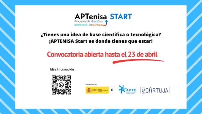 aemprende's tweet photo. 𝕌́𝕃𝕋𝕀𝕄𝕆𝕊 𝔻𝕀́𝔸𝕊 ⌛️ Hasta 𝟐𝟑 𝐚𝐛𝐫𝐢𝐥

🔵🟡Si tienes una idea de negocio de base científica o tecnológica, no pierdas la oportunidad de presentarla a #APTenisaStart ↔️ Programa de pre-aceleración 🚀 impulsado por @APTE_es @enisa @PCTcartuja

➕https://t.co/8uDKN7zvRx https://t.co/nrDtXo5FWQ