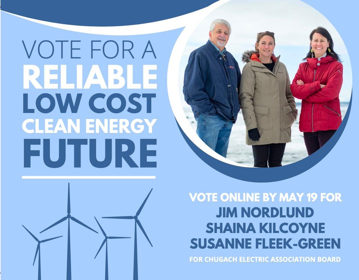SalmonStephAK's tweet photo. Please help elect these forward-thinking folks to the Chugach Electric Association! If you pay an electric bill, then you can vote! Check your email for your ballot. The emails went out today (check spam folder if you don’t see it). If you didn’t receive it, call 907-646-7394. https://t.co/ozdxQ3URdE